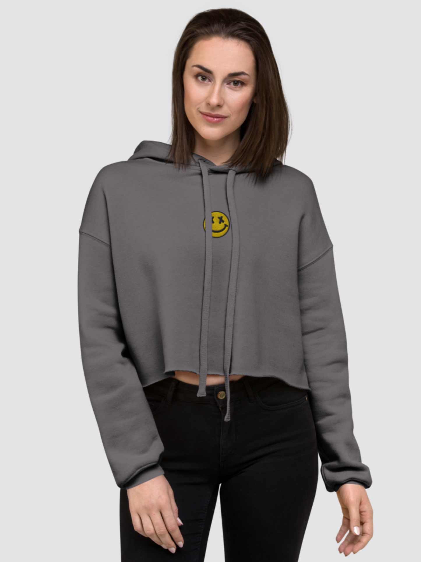 Smiley Women Crop Hoodie