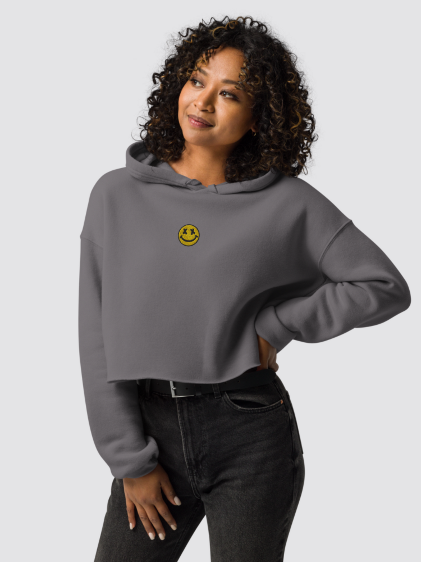 Smiley Women Crop Hoodie