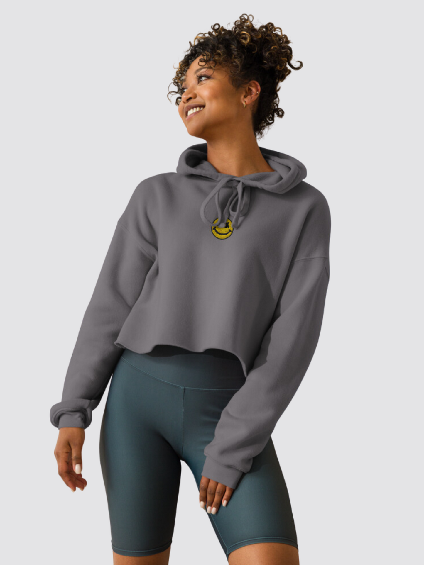Smiley Women Crop Hoodie