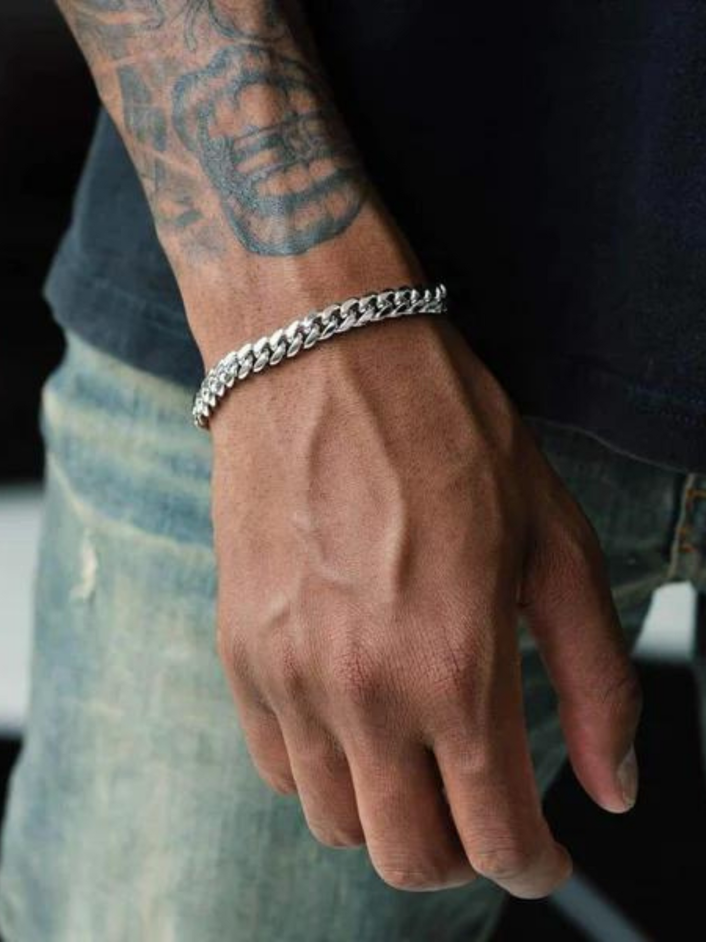 White Gold Cuban Bracelet (8mm)