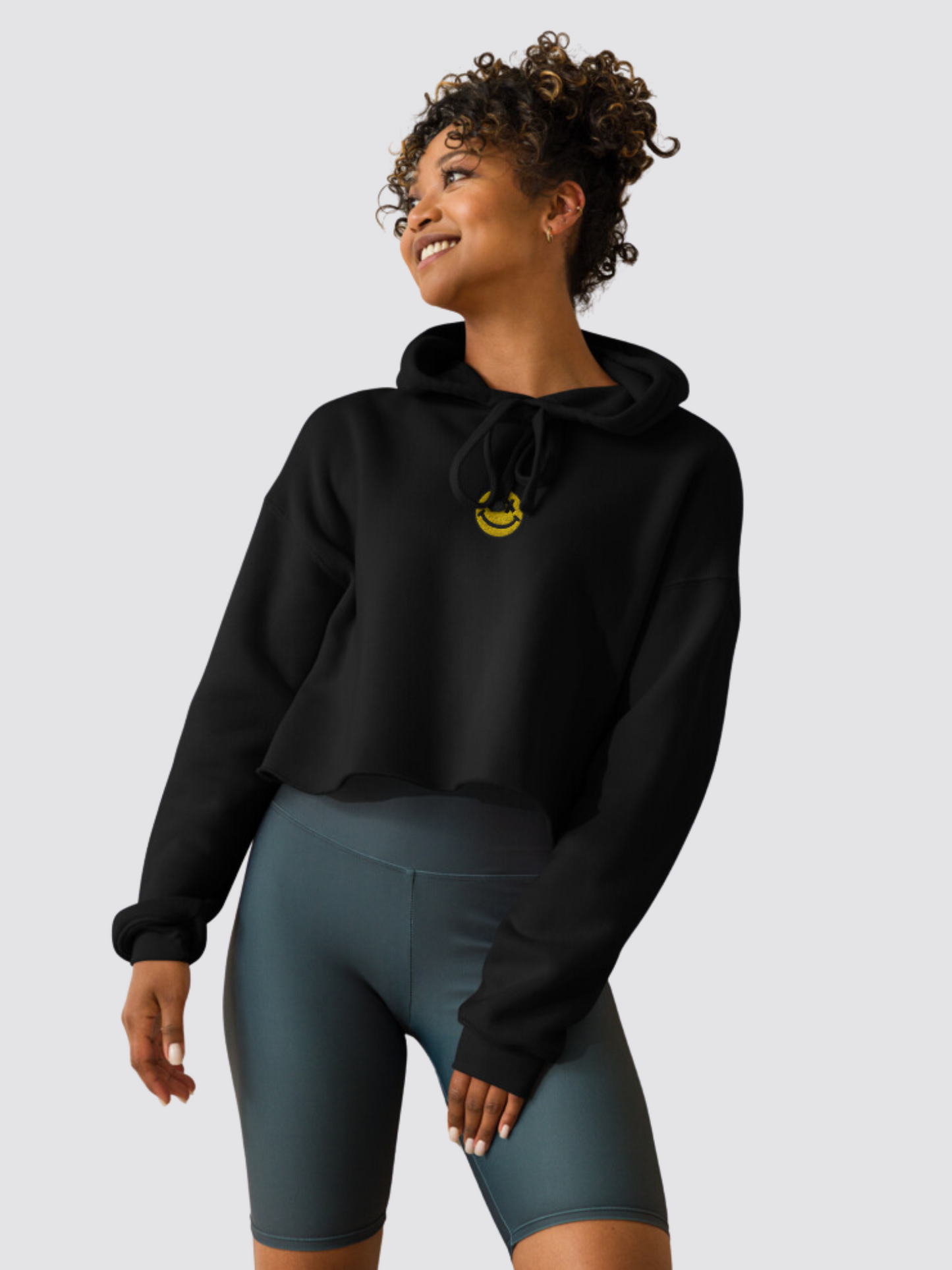 Smiley Women Crop Hoodie